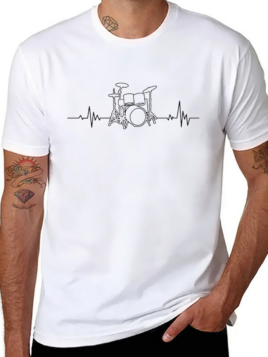 Drumset Heartbeat T-Shirt - Black product image 7