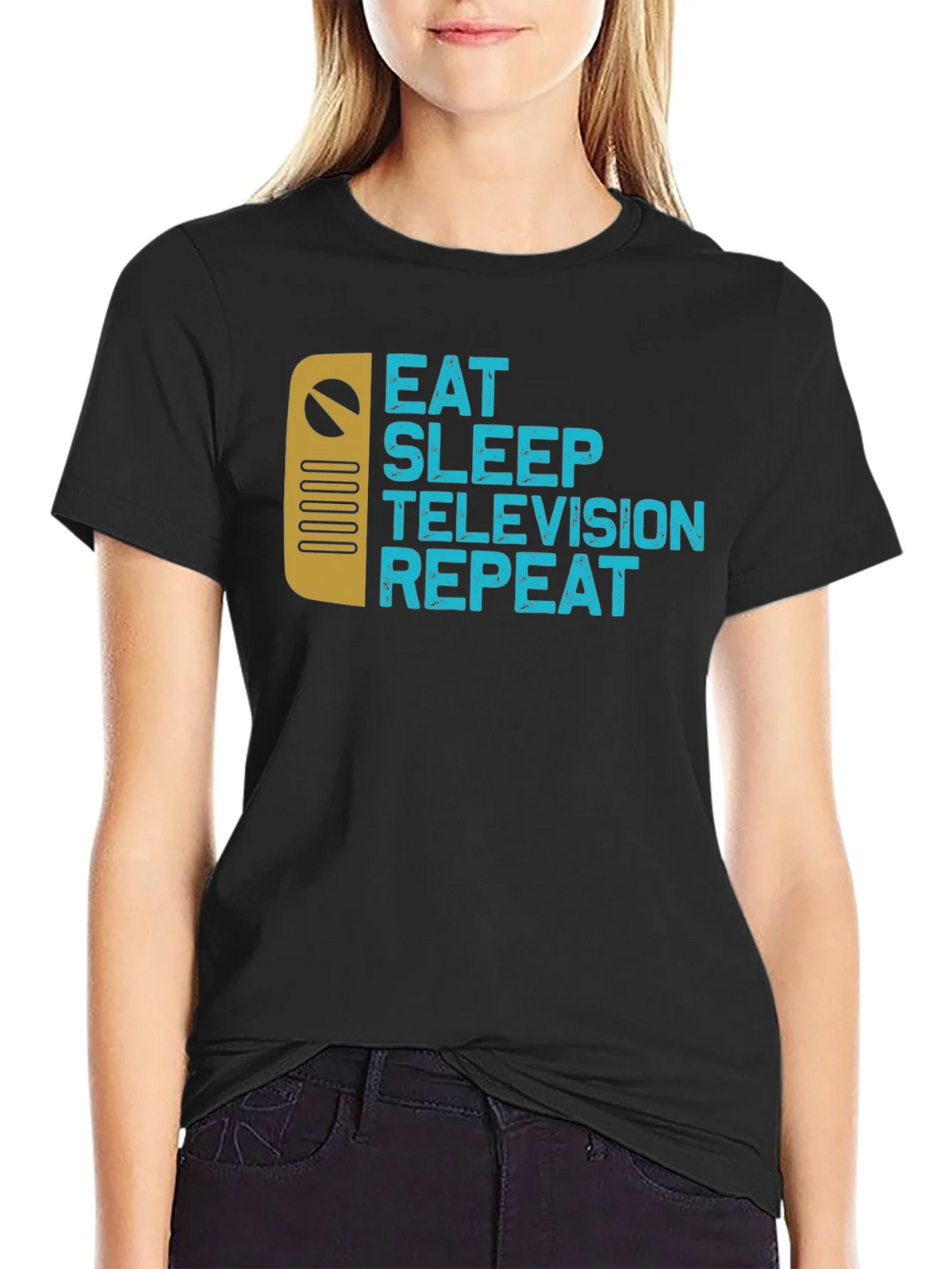 Eat Sleep Television Repeat Black Graphic Tee product image 2