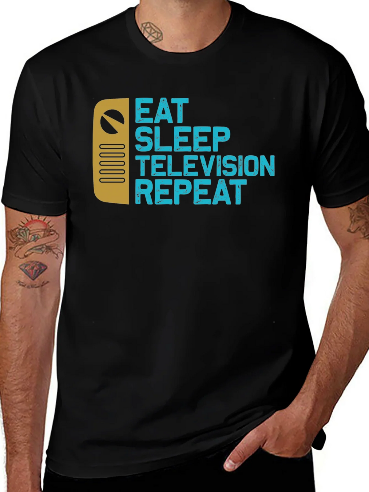 Eat Sleep Television Repeat Black Graphic Tee product image 1