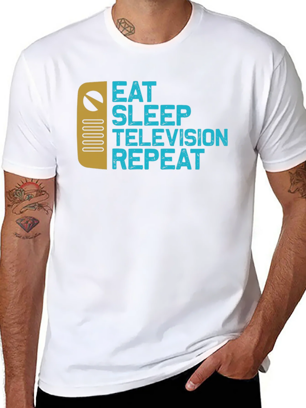 Eat Sleep Television Repeat Black Graphic Tee product image 7