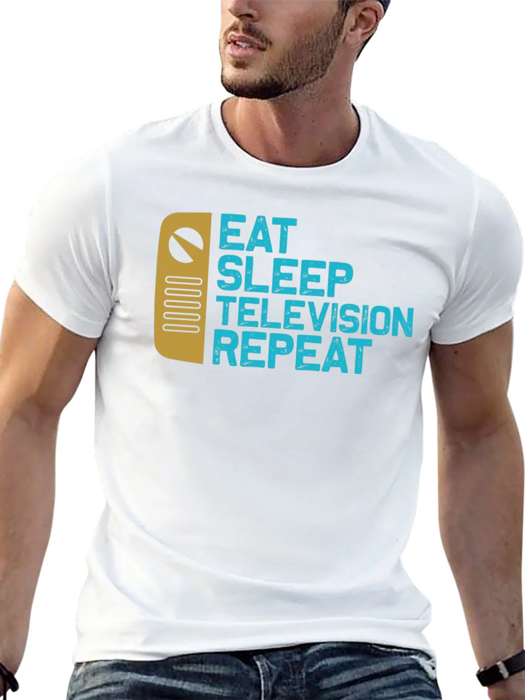 Eat Sleep Television Repeat Black Graphic Tee product image 12