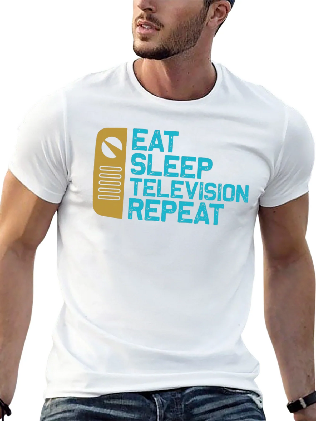 Eat Sleep Television Repeat Black Graphic Tee product image 12