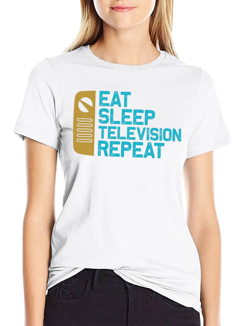 Eat Sleep Television Repeat Black Graphic Tee product image 8