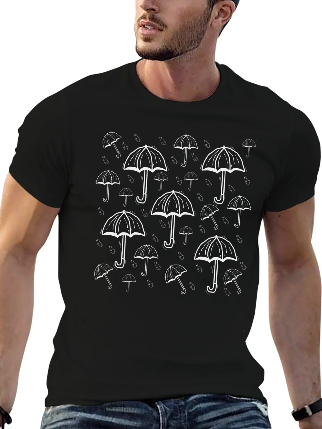 Stylish Black Umbrella Pattern Tee product image 6