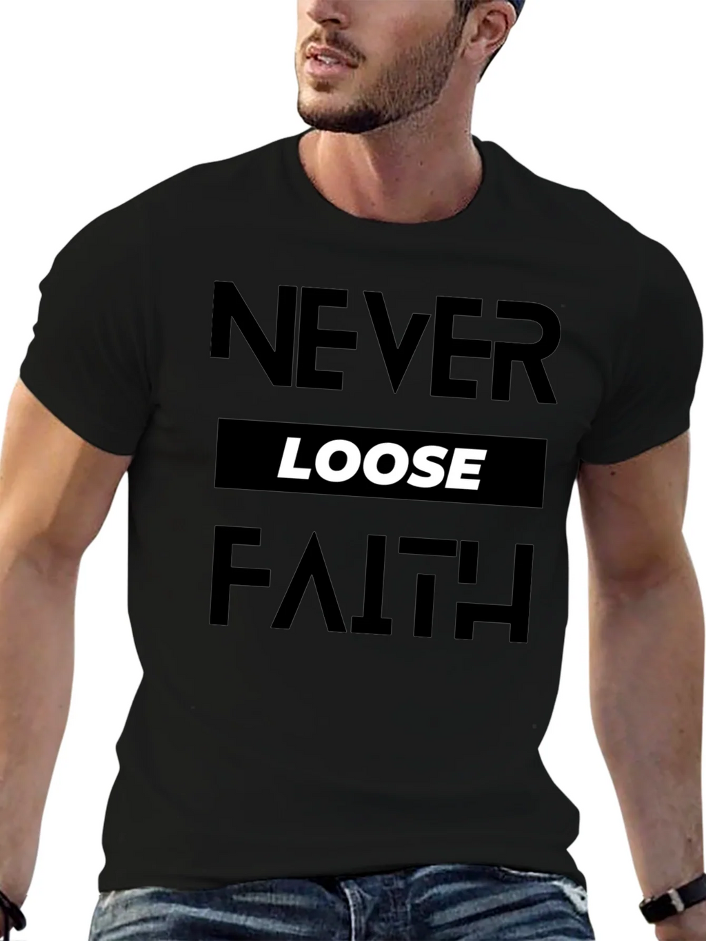 Never Loose Faith Graphic Print Black T-Shirt product image 6