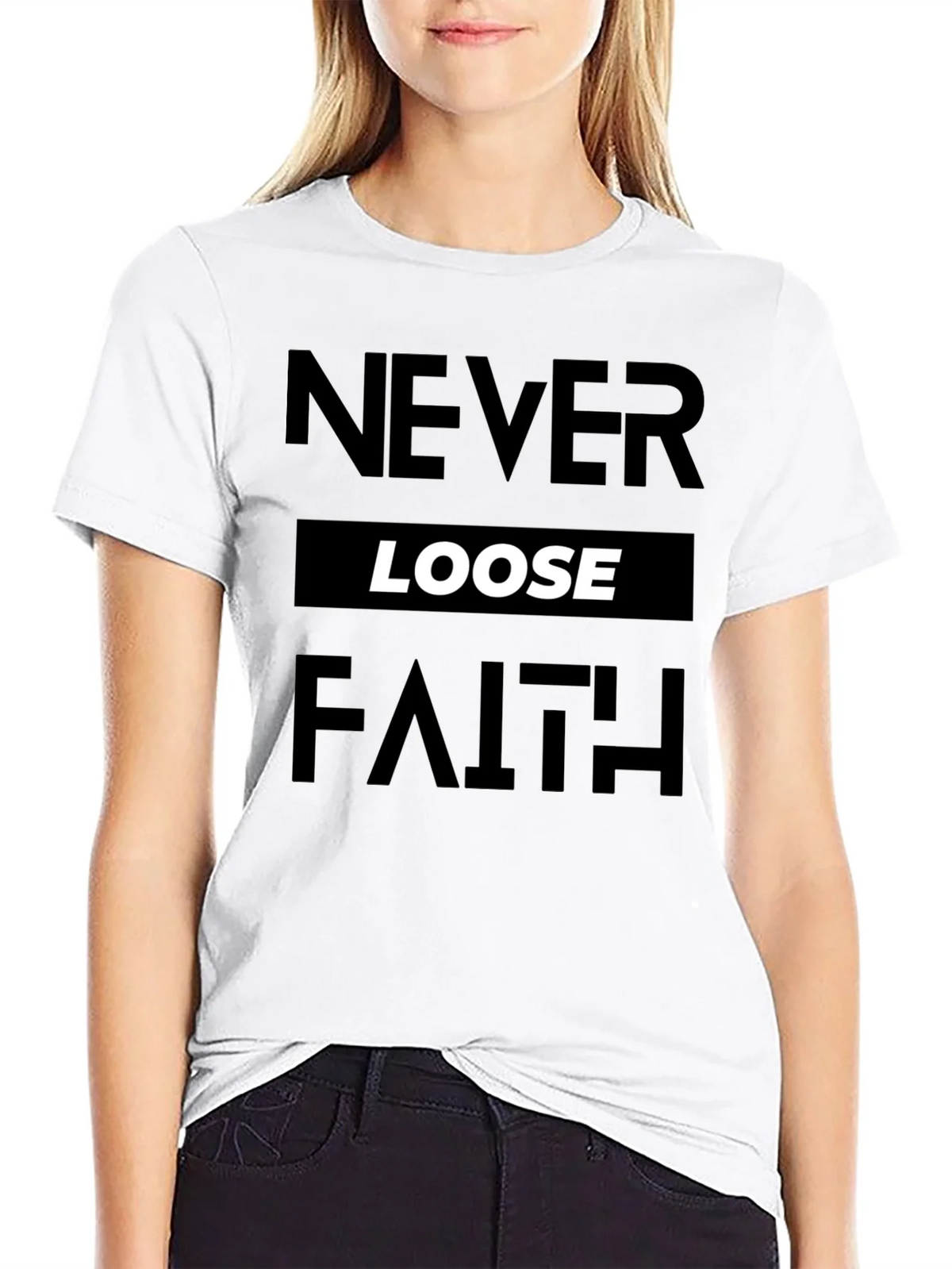 Never Loose Faith Graphic Print Black T-Shirt product image 8