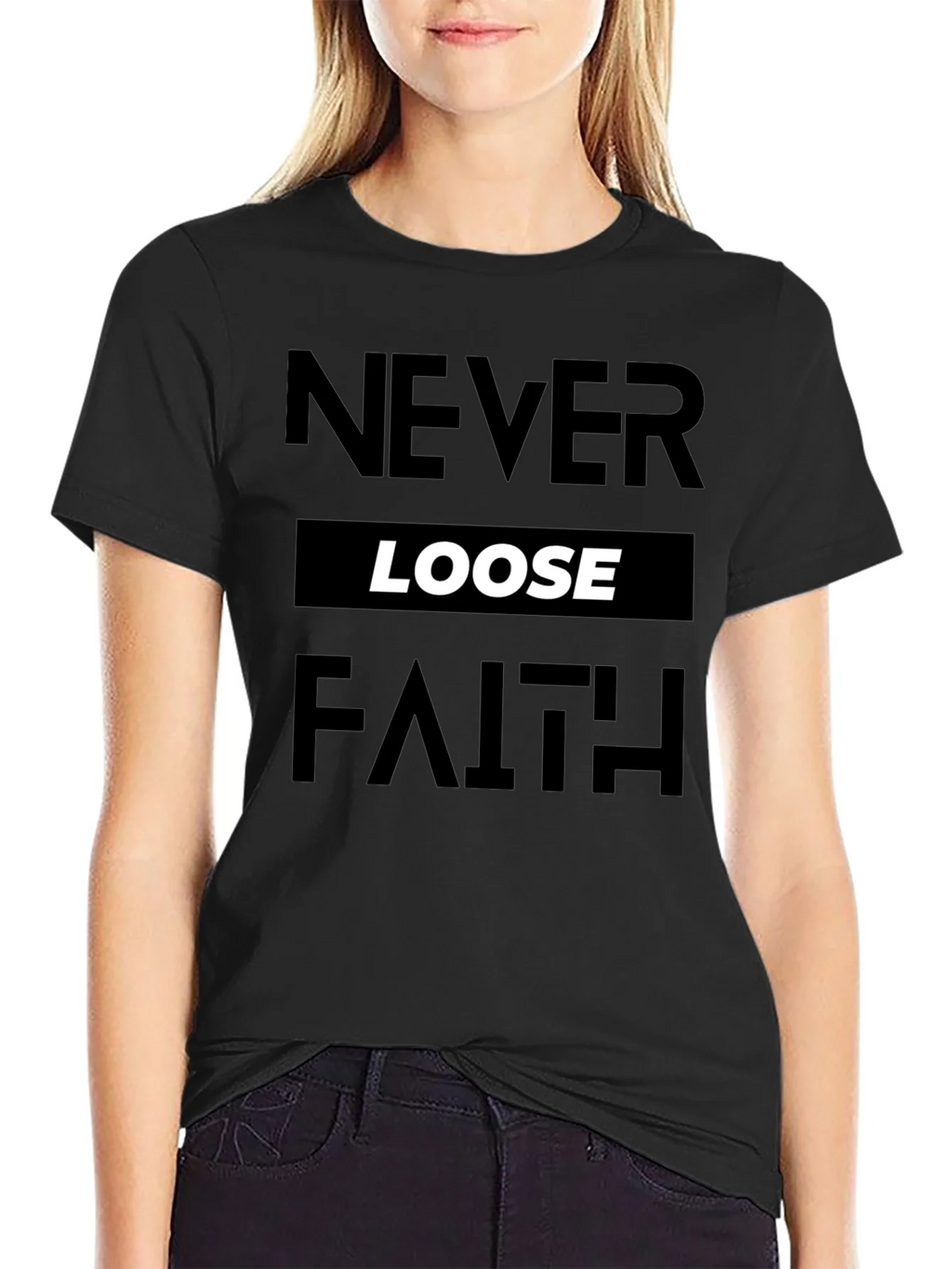 Never Loose Faith Graphic Print Black T-Shirt product image 2