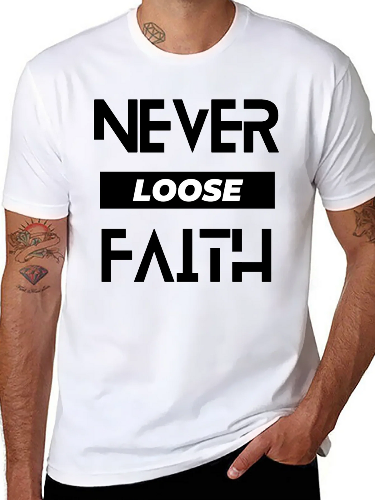 Never Loose Faith Graphic Print Black T-Shirt product image 7