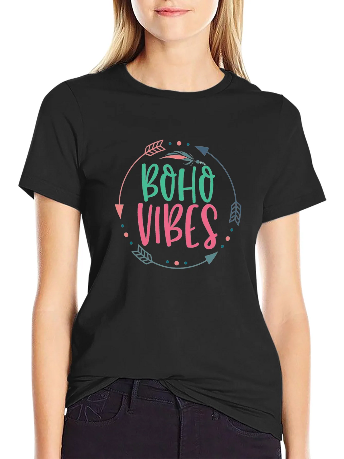 Boho Vibes Graphic Tee - Unisex Black T-Shirt product image 2