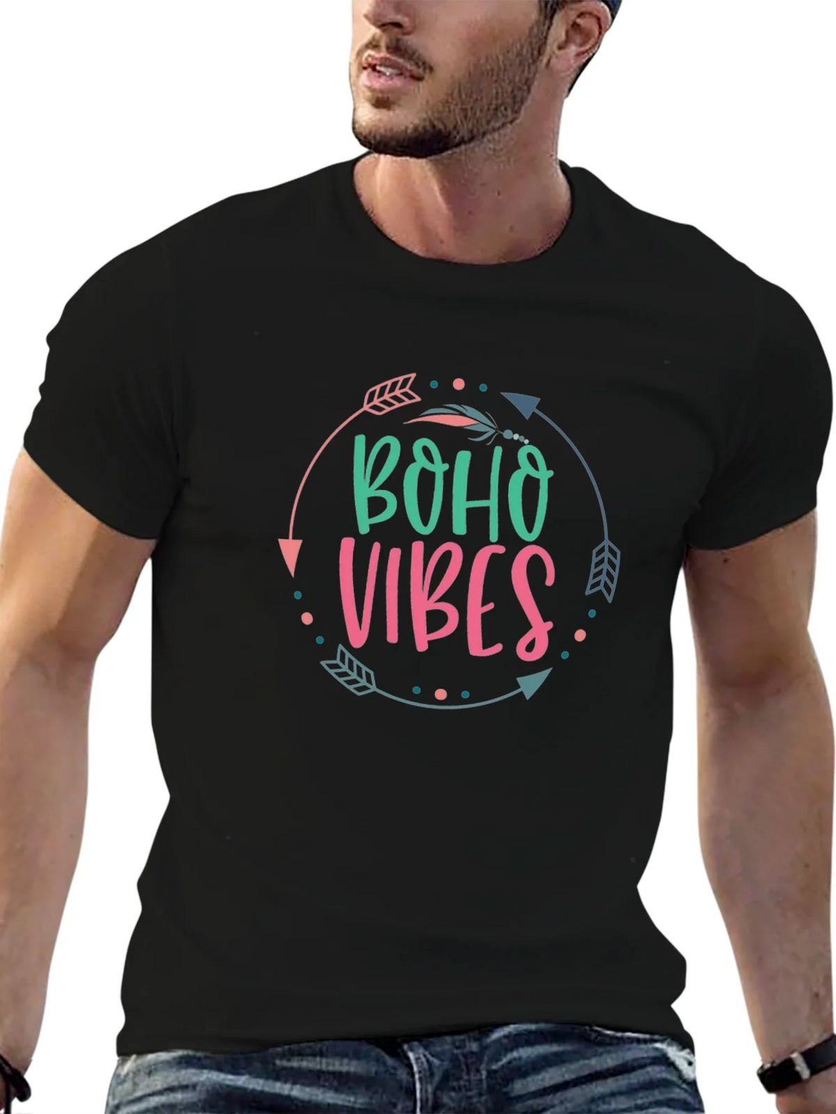 Boho Vibes Graphic Tee - Unisex Black T-Shirt product image 6