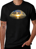 Sunset Vista Graphic Tee - Black Cotton T-Shirt product image 1