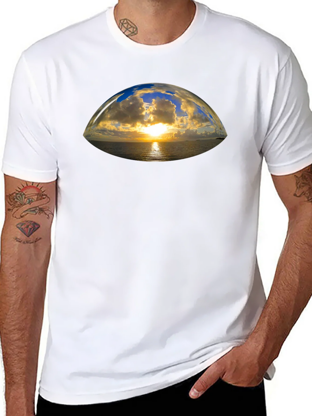 Sunset Vista Graphic Tee - Black Cotton T-Shirt product image 6