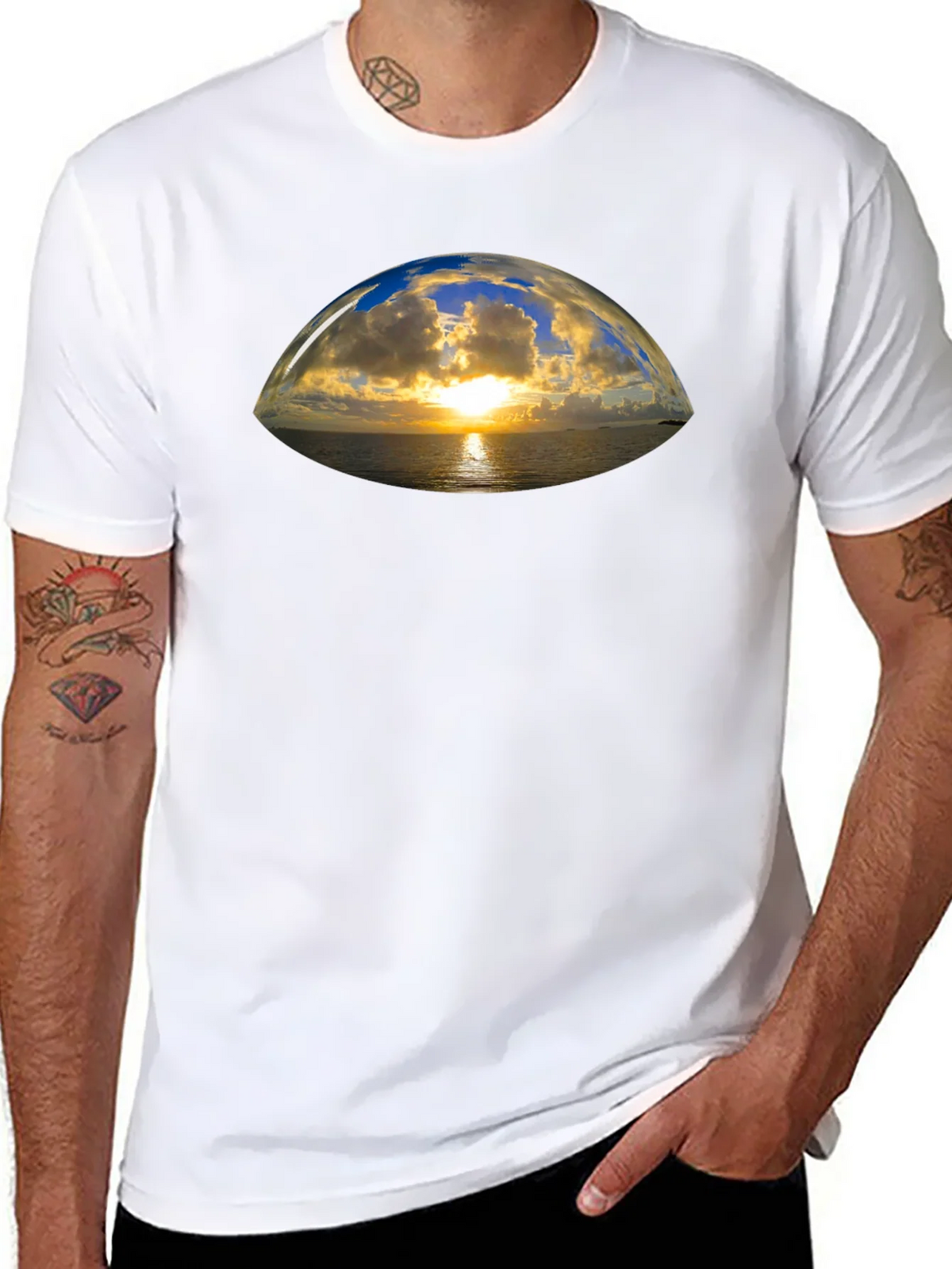 Sunset Vista Graphic Tee - Black Cotton T-Shirt product image 6