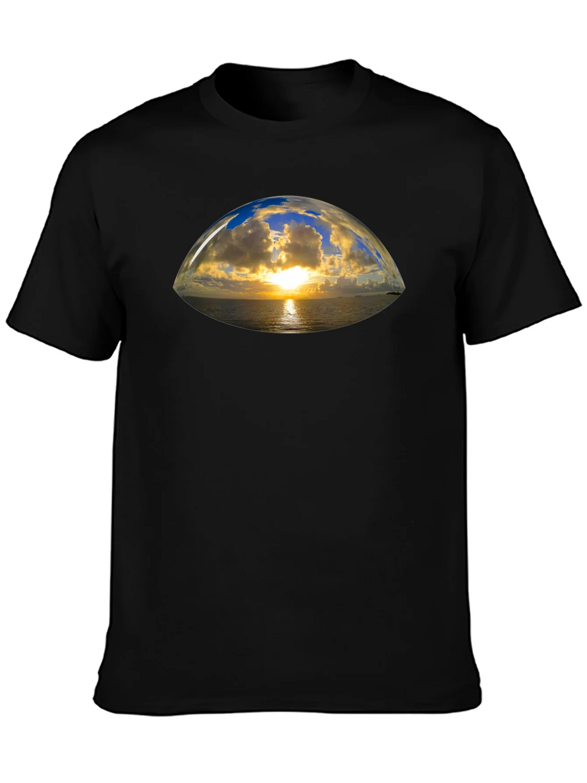 Sunset Vista Graphic Tee - Black Cotton T-Shirt product image 2