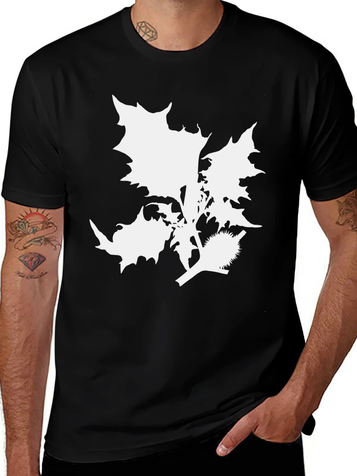Botanical Graphic Tee - Black Cotton T-Shirt product image 1