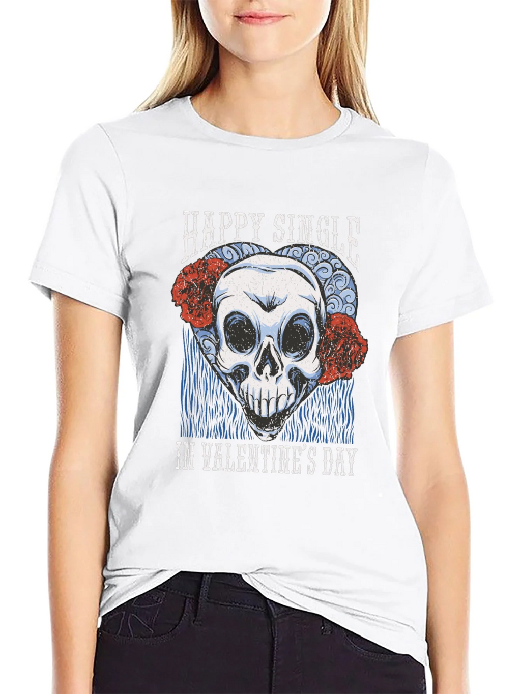 Happy Single Valentines Day Skull T-Shirt product image 4