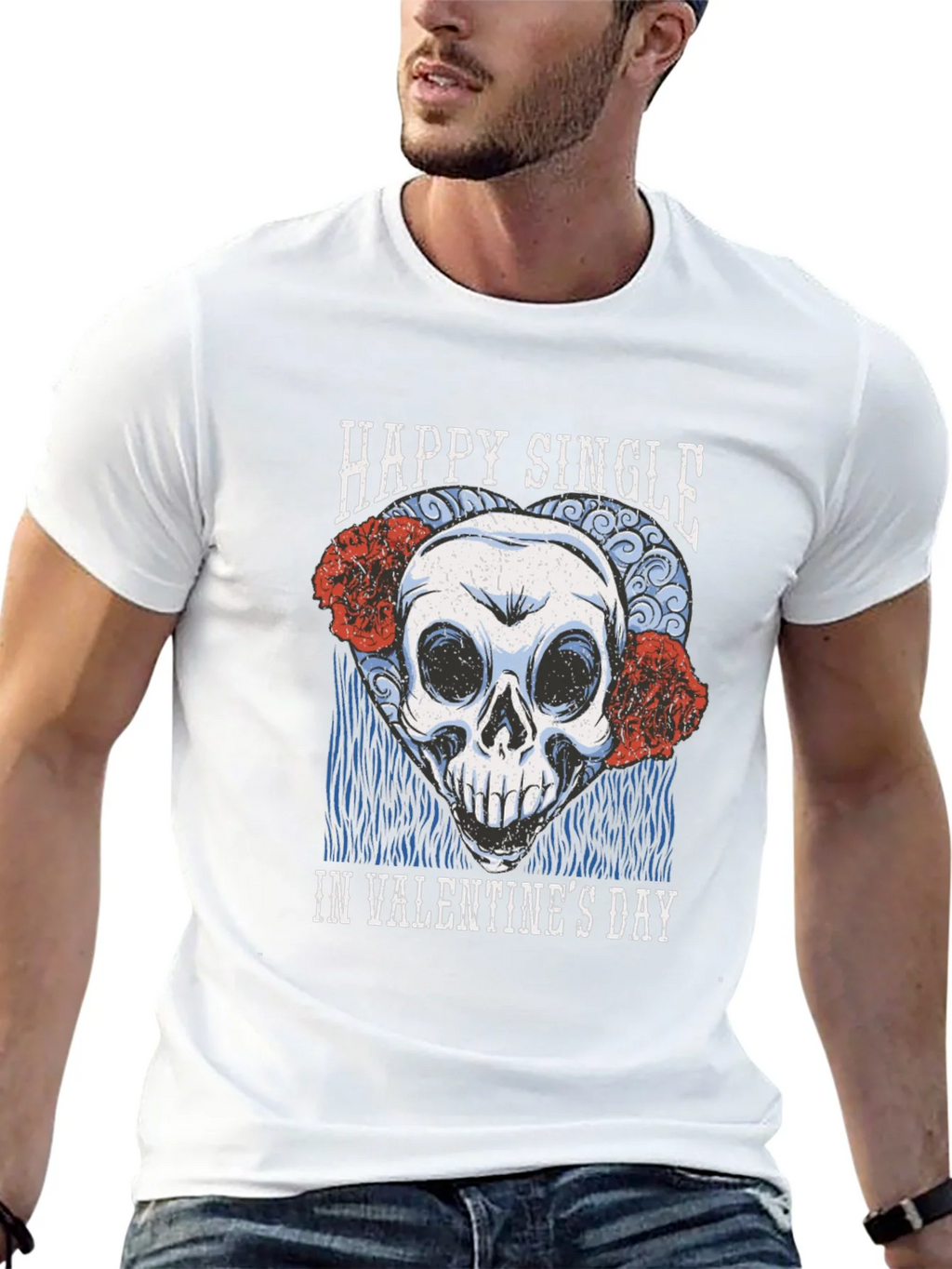Happy Single Valentines Day Skull T-Shirt product image 7