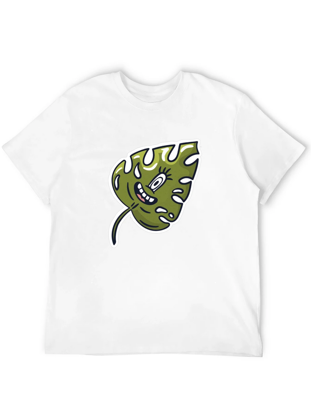 Cartoon Monstera Leaf Graphic Tee - Black Cotton Shirt product image 11