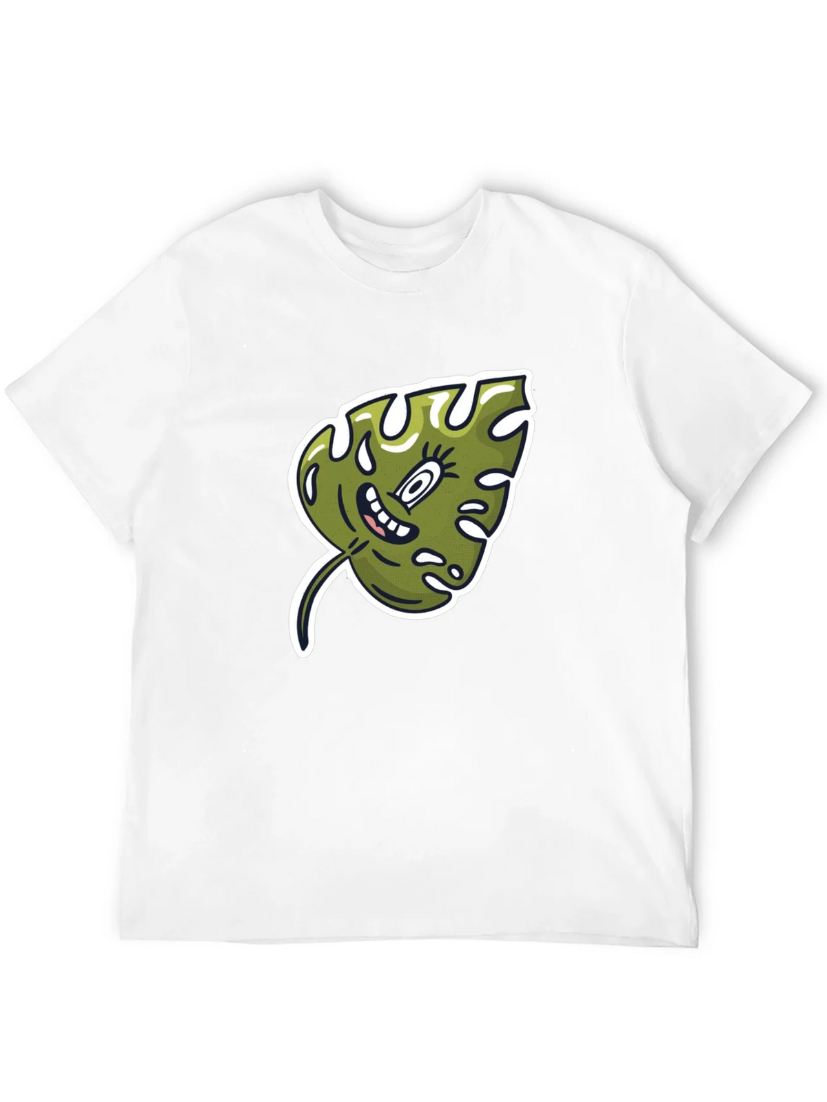 Cartoon Monstera Leaf Graphic Tee - Black Cotton Shirt product image 11