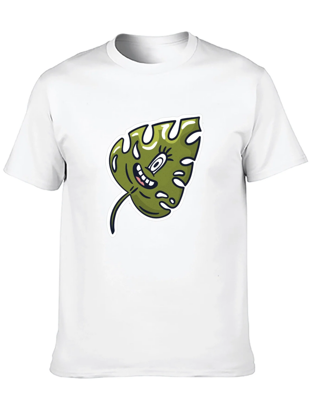 Cartoon Monstera Leaf Graphic Tee - Black Cotton Shirt product image 9