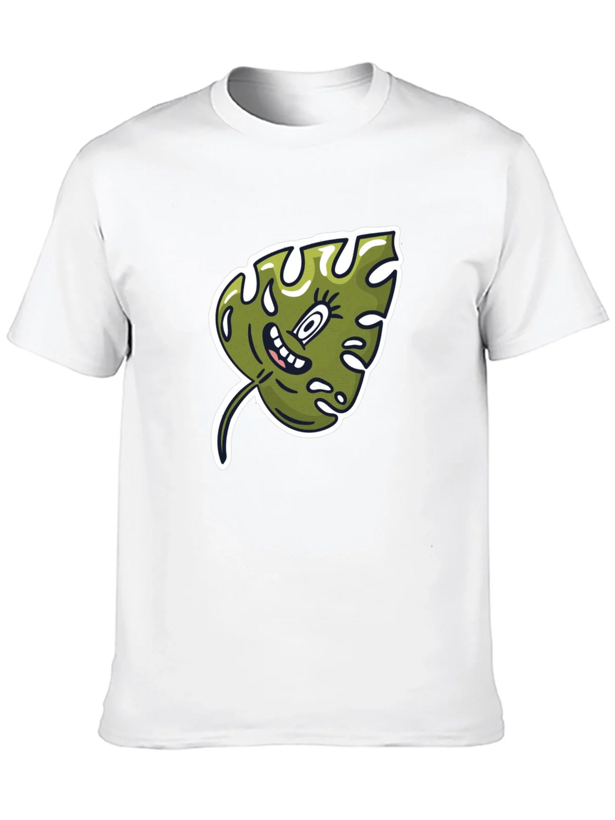 Cartoon Monstera Leaf Graphic Tee - Black Cotton Shirt product image 9