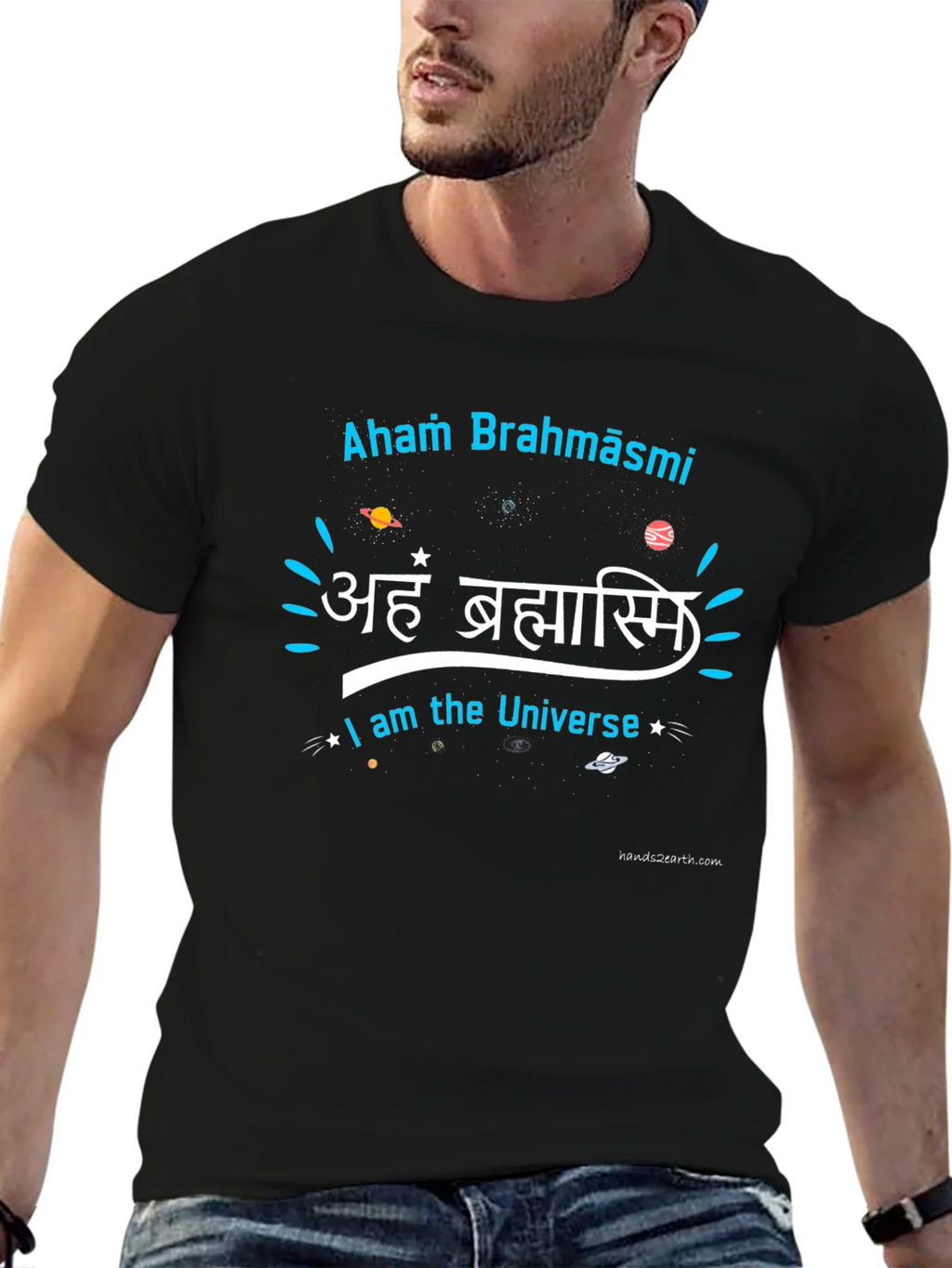 Aham Brahmāsmi Universe Black Graphic T-Shirt product image 6