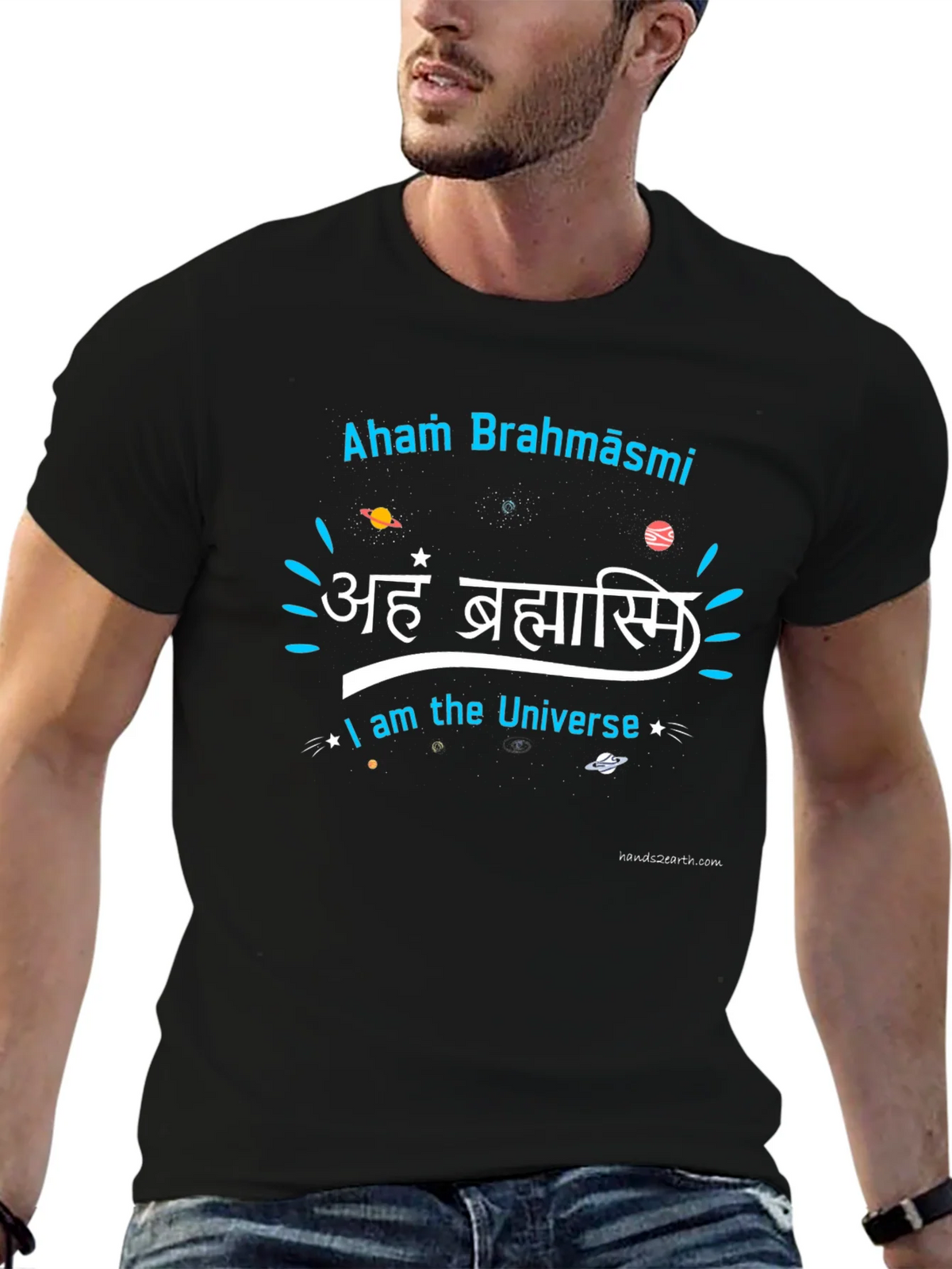 Aham Brahmāsmi Universe Black Graphic T-Shirt product image 6