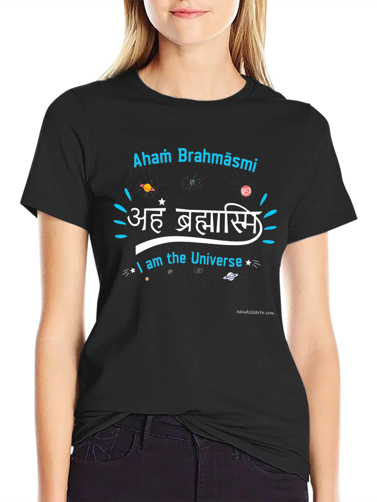 Aham Brahmāsmi Universe Black Graphic T-Shirt product image 2