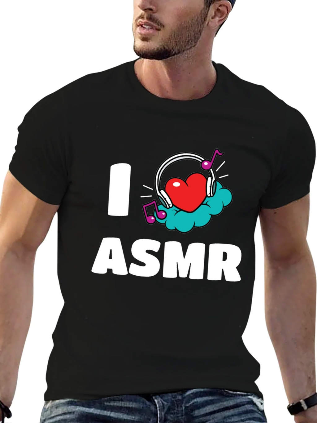 I Love ASMR T-Shirt - Black Graphic Tee product image 6
