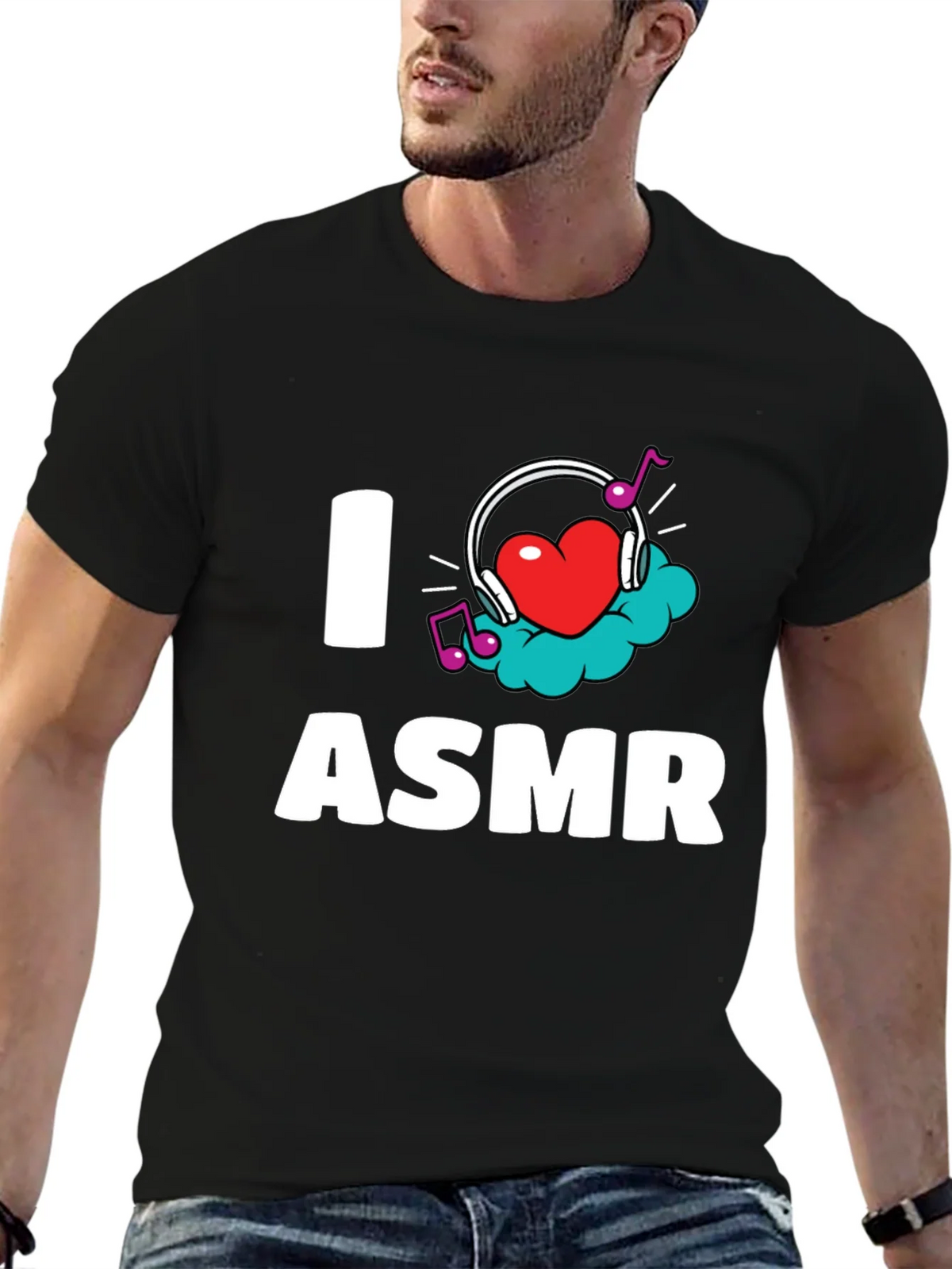I Love ASMR T-Shirt - Black Graphic Tee product image 6