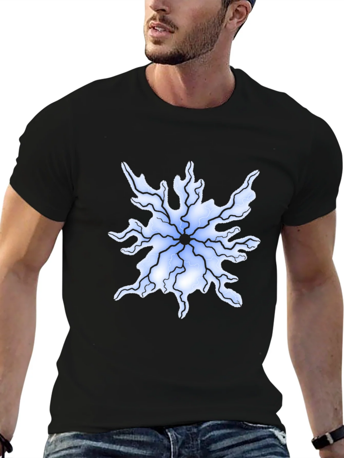 Abstract Lightning Bolt Graphic Tee - Black product image 6