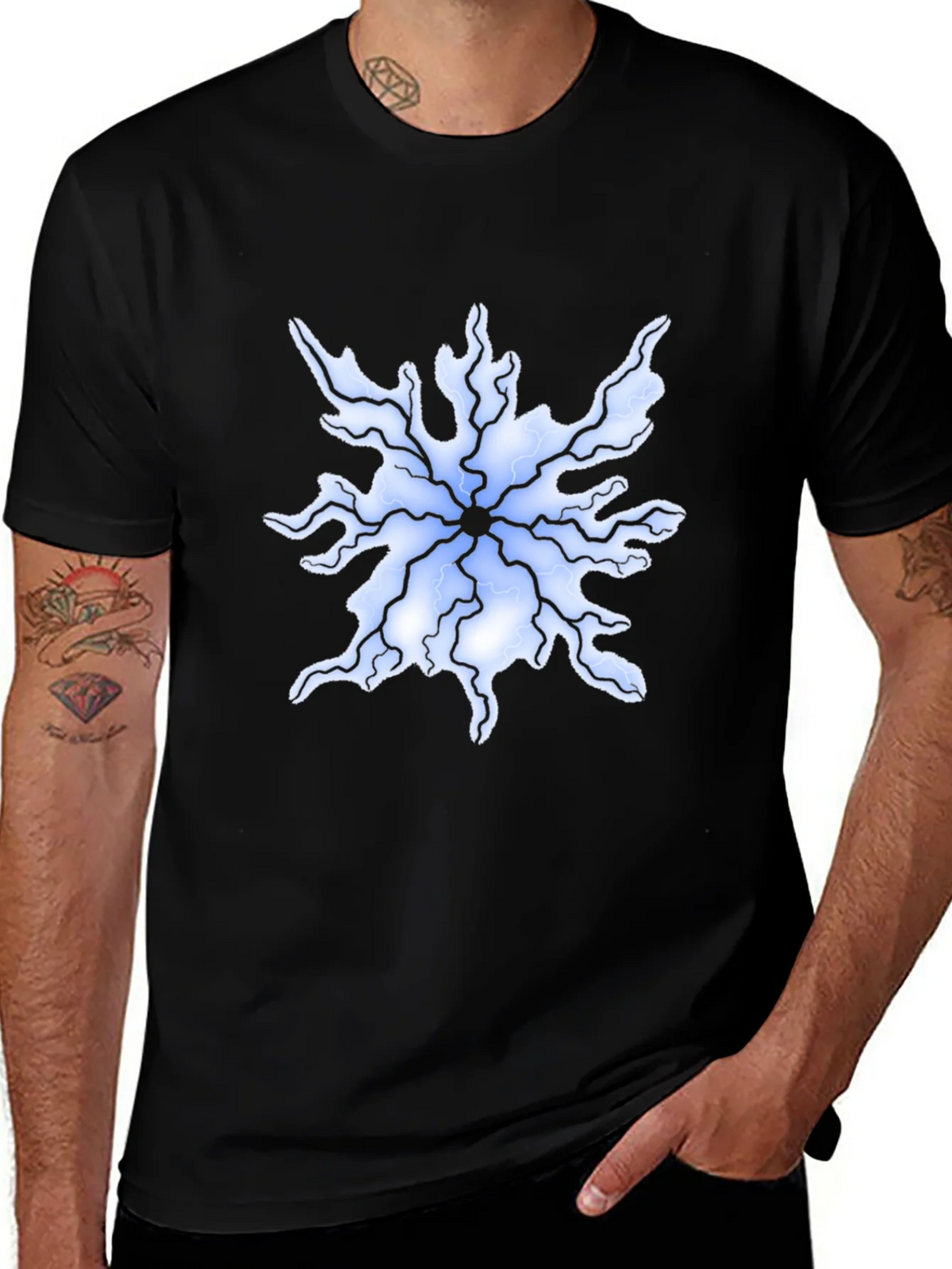 Abstract Lightning Bolt Graphic Tee - Black product image 1