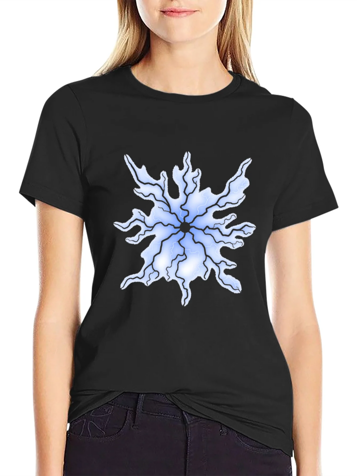Abstract Lightning Bolt Graphic Tee - Black product image 2
