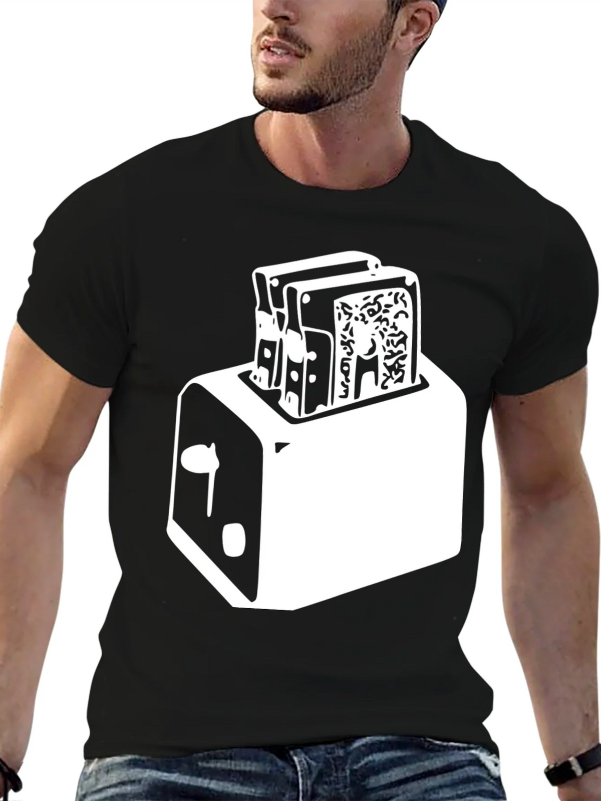 Toaster Graphic Tee - Crisp Black Cotton Blend product image 4