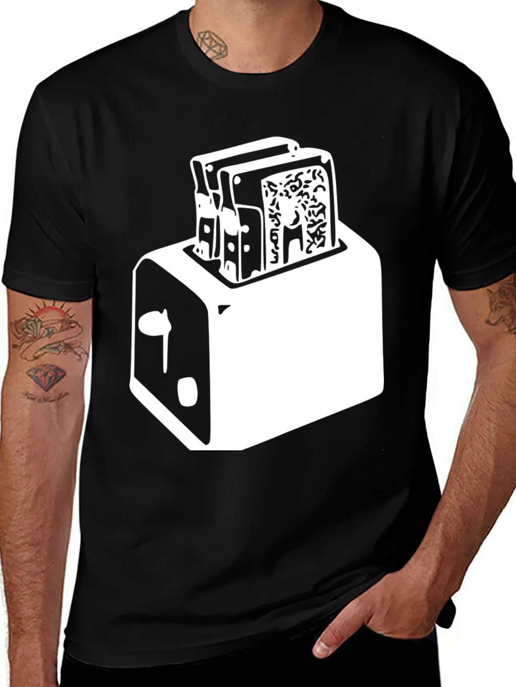 Toaster Graphic Tee - Crisp Black Cotton Blend product image 1