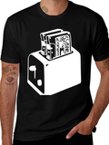 Toaster Graphic Tee - Crisp Black Cotton Blend product image 1