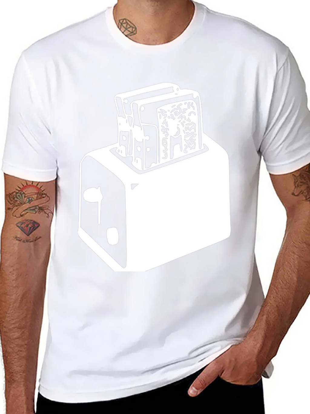 Toaster Graphic Tee - Crisp Black Cotton Blend product image 5