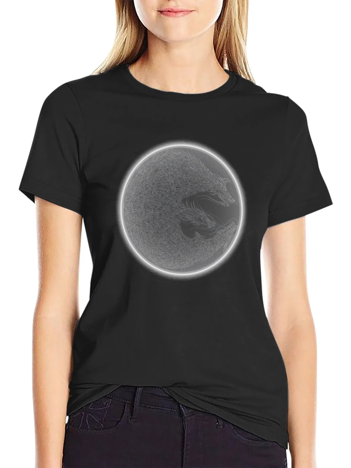 Wolf Moon Graphic Tee - Mens Black Cotton T-Shirt product image 2