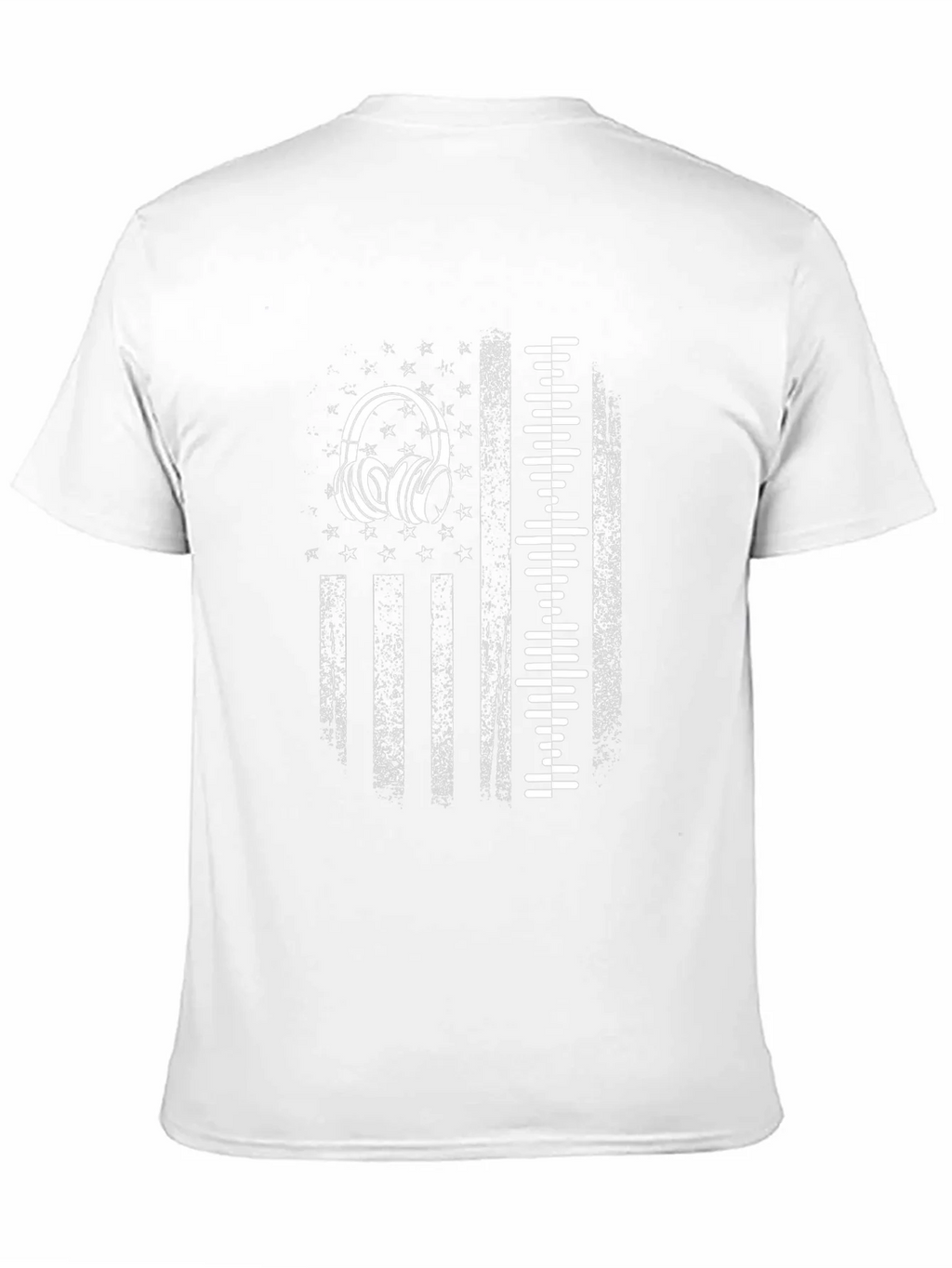 Distressed USA Flag Headphones Graphic Tee product image 10