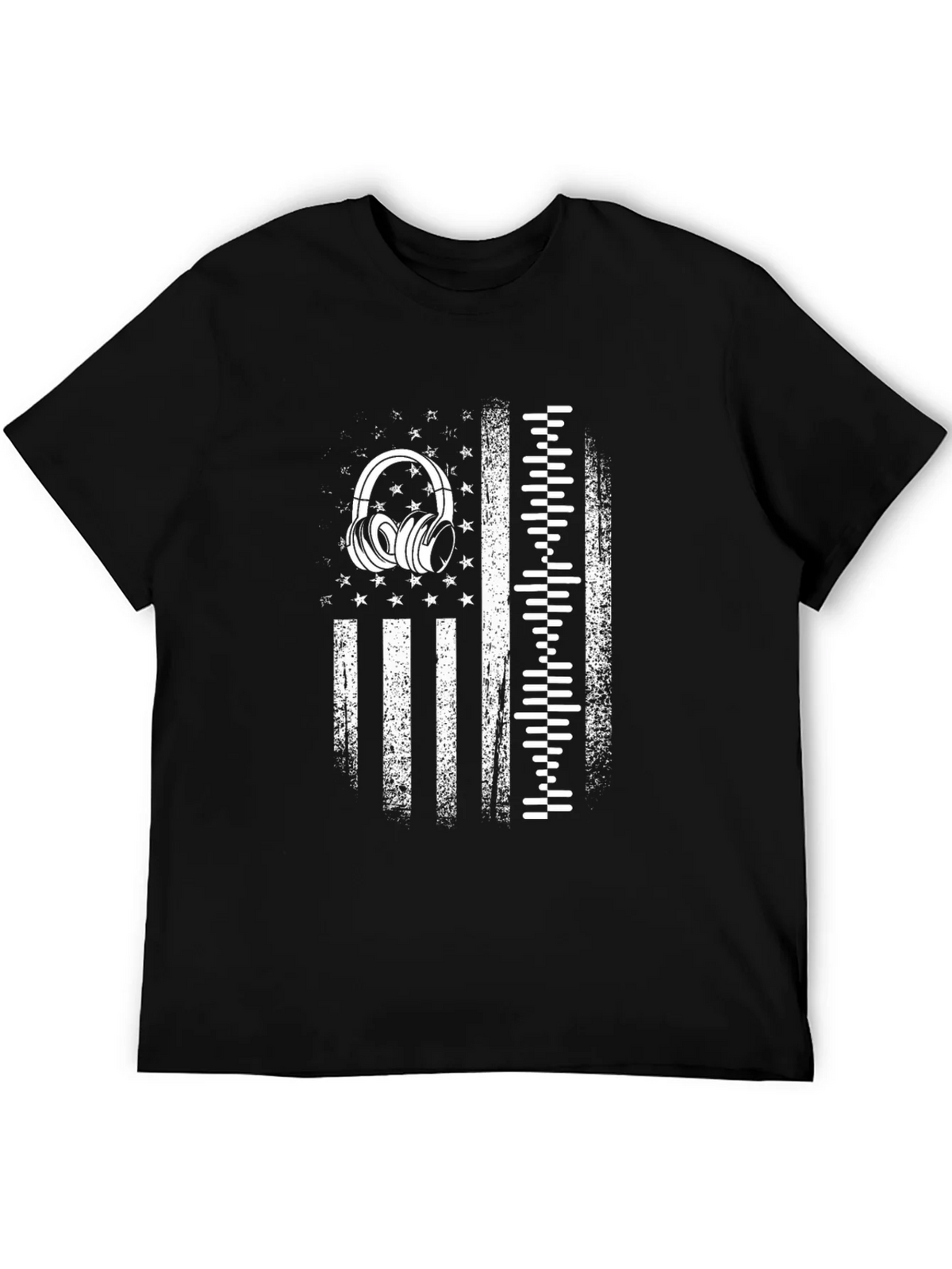 Distressed USA Flag Headphones Graphic Tee product image 5