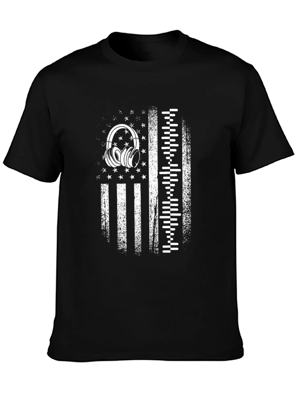 Distressed USA Flag Headphones Graphic Tee product image 3