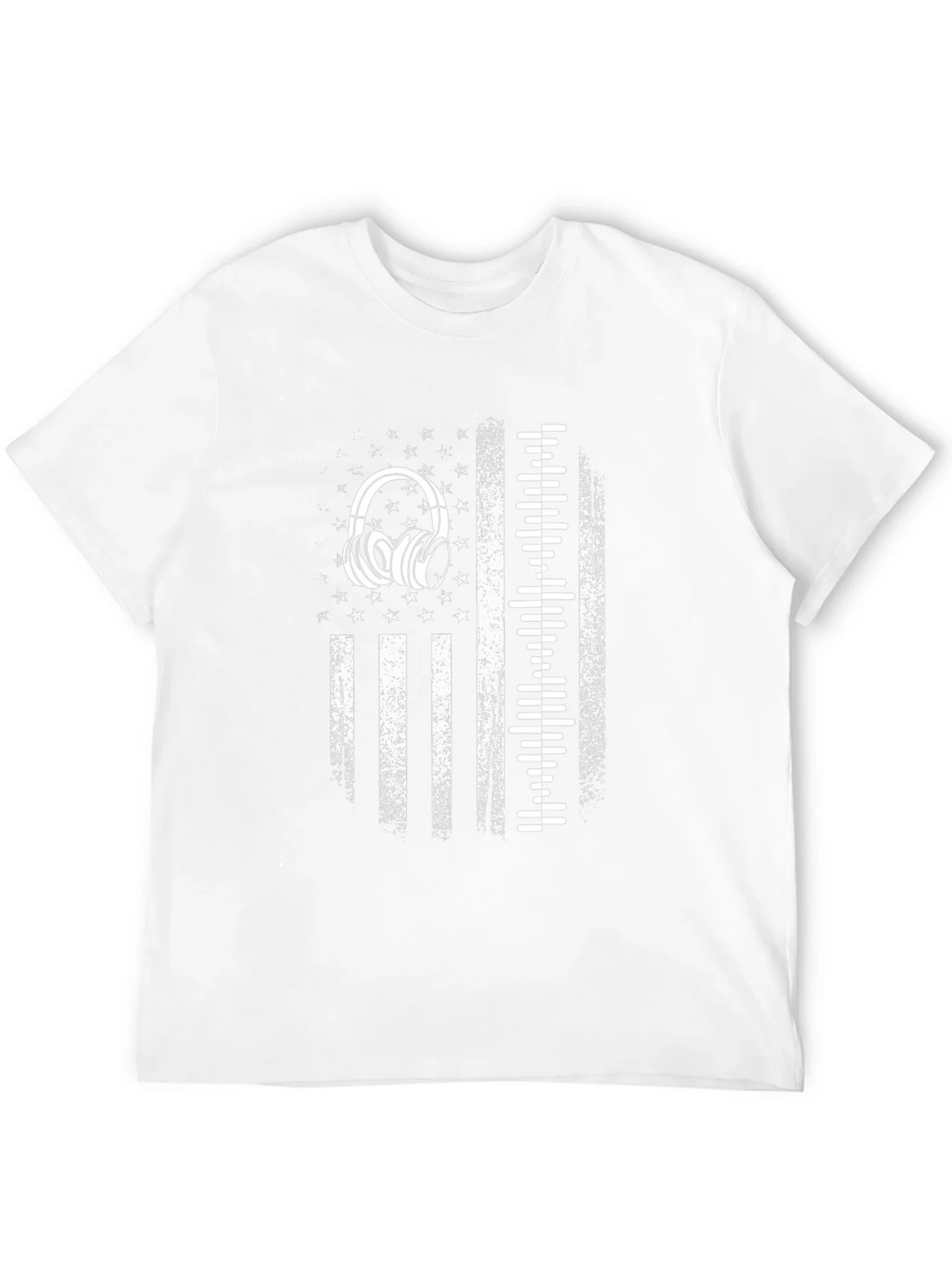 Distressed USA Flag Headphones Graphic Tee product image 11