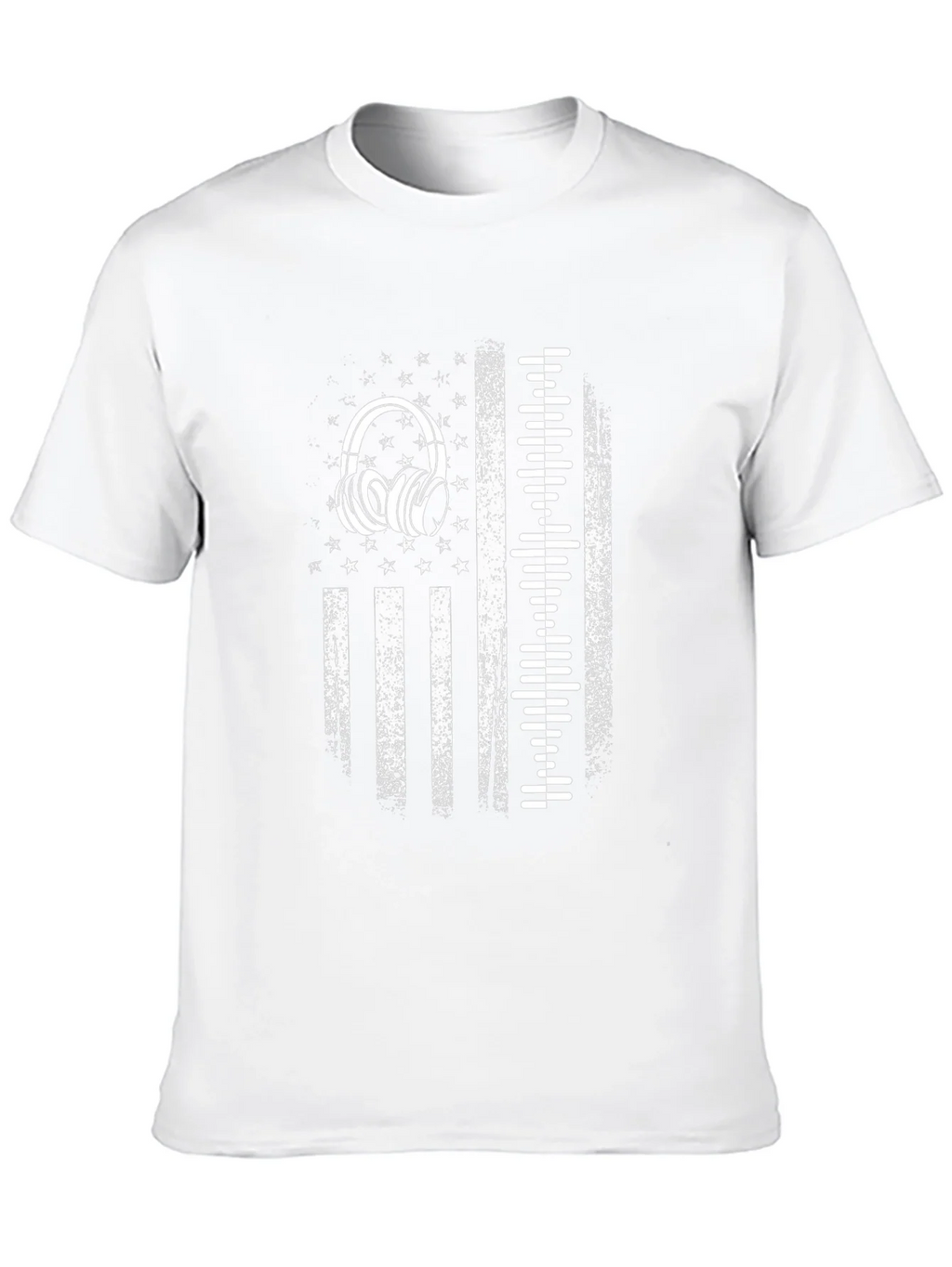 Distressed USA Flag Headphones Graphic Tee product image 9