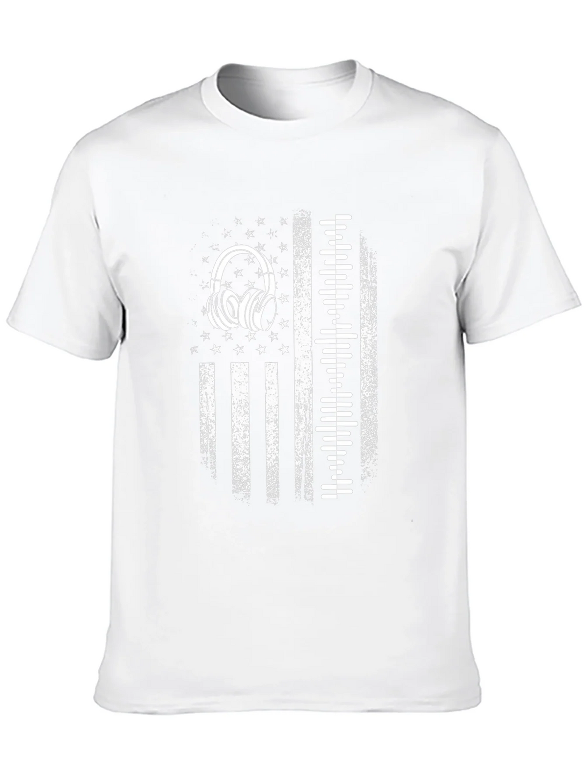 Distressed USA Flag Headphones Graphic Tee product image 9