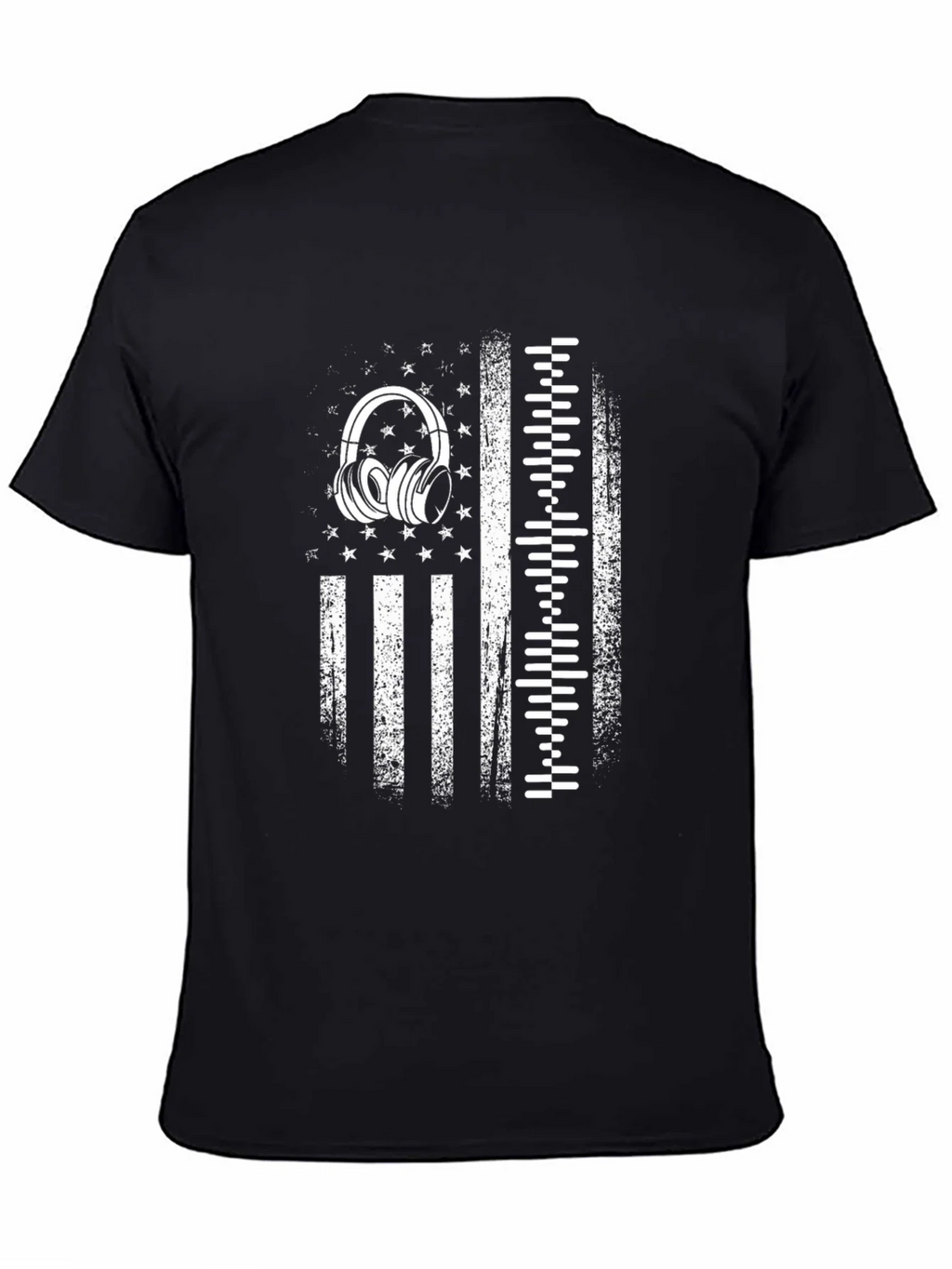 Distressed USA Flag Headphones Graphic Tee product image 4
