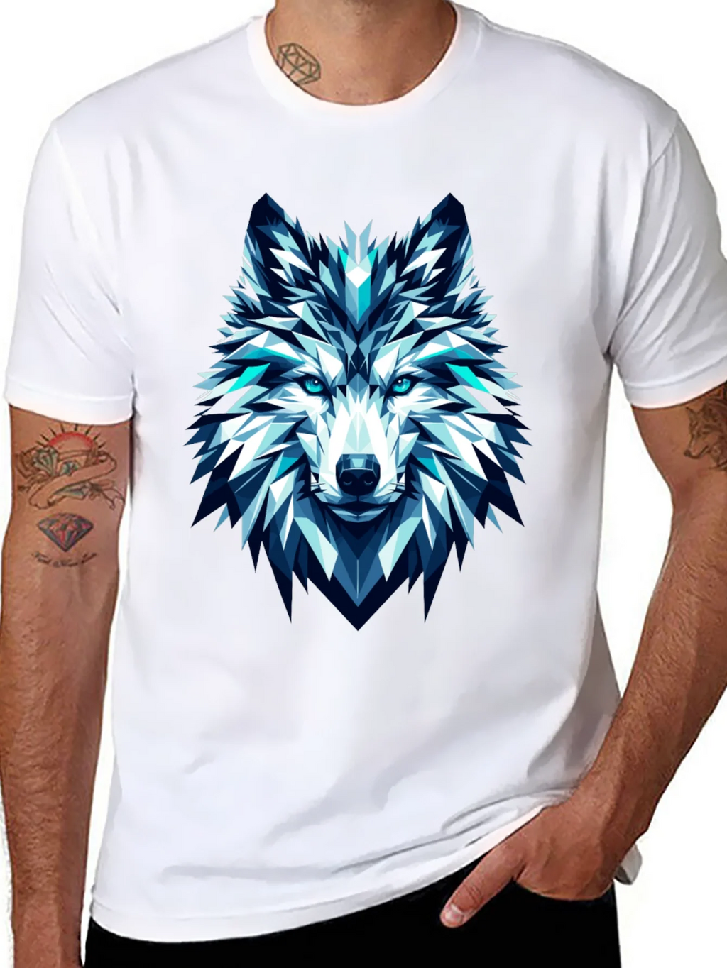 Geometric Wolf Graphic Tee - Modern Art T-Shirt product image 7