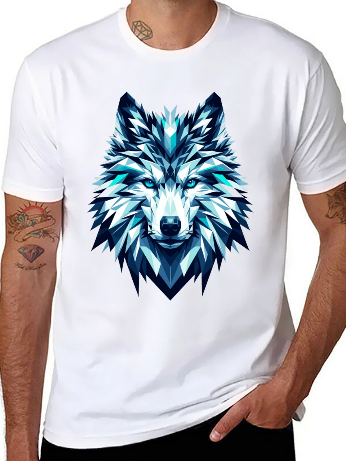 Geometric Wolf Graphic Tee - Modern Art T-Shirt product image 7