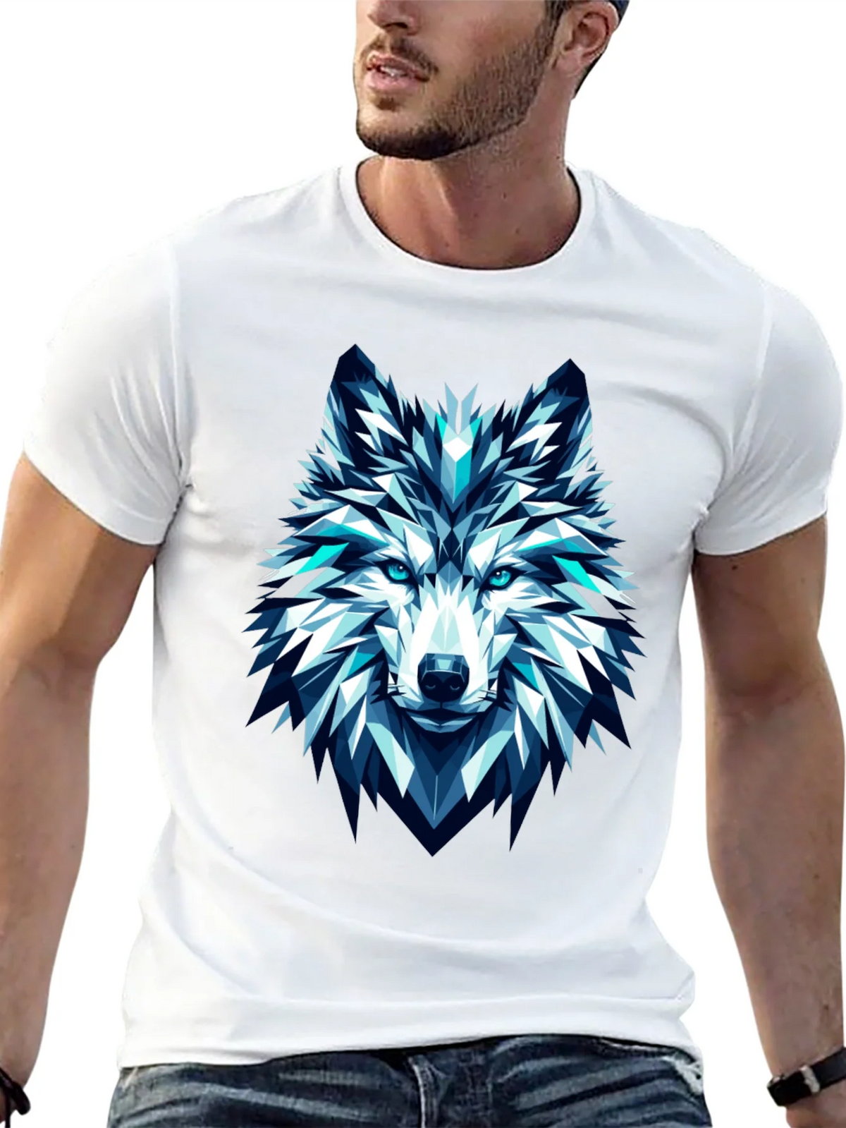 Geometric Wolf Graphic Tee - Modern Art T-Shirt product image 12