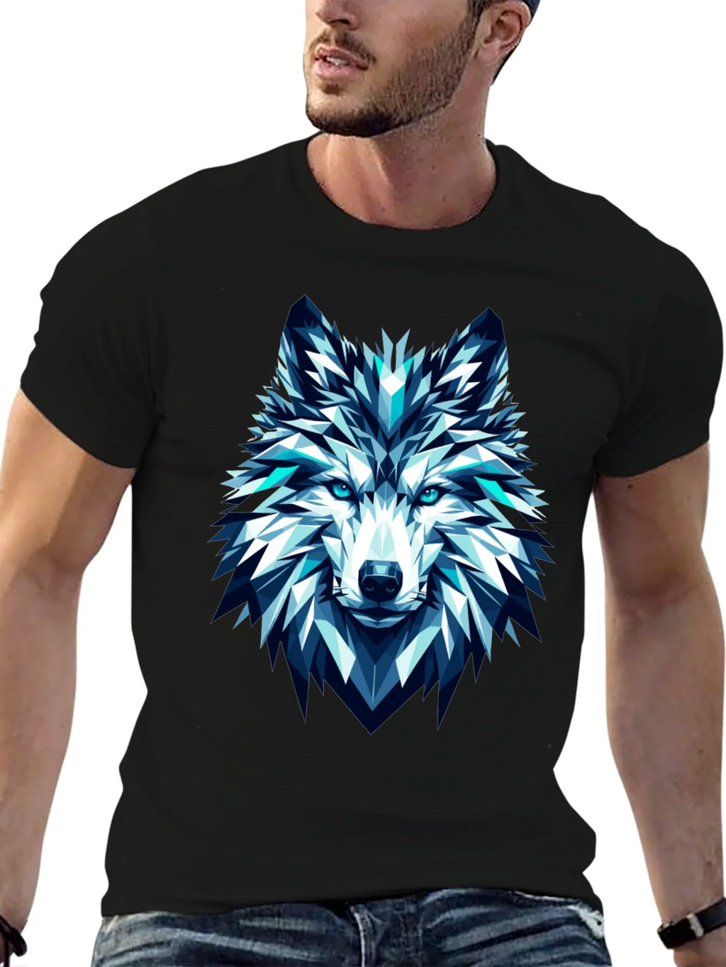 Geometric Wolf Graphic Tee - Modern Art T-Shirt product image 6