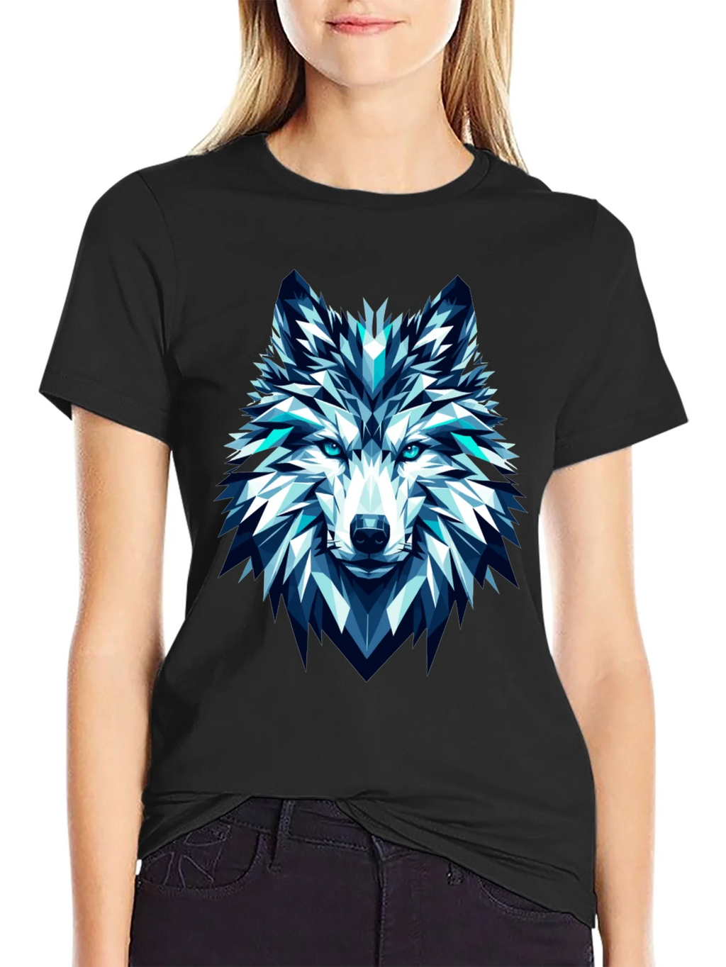 Geometric Wolf Graphic Tee - Modern Art T-Shirt product image 2